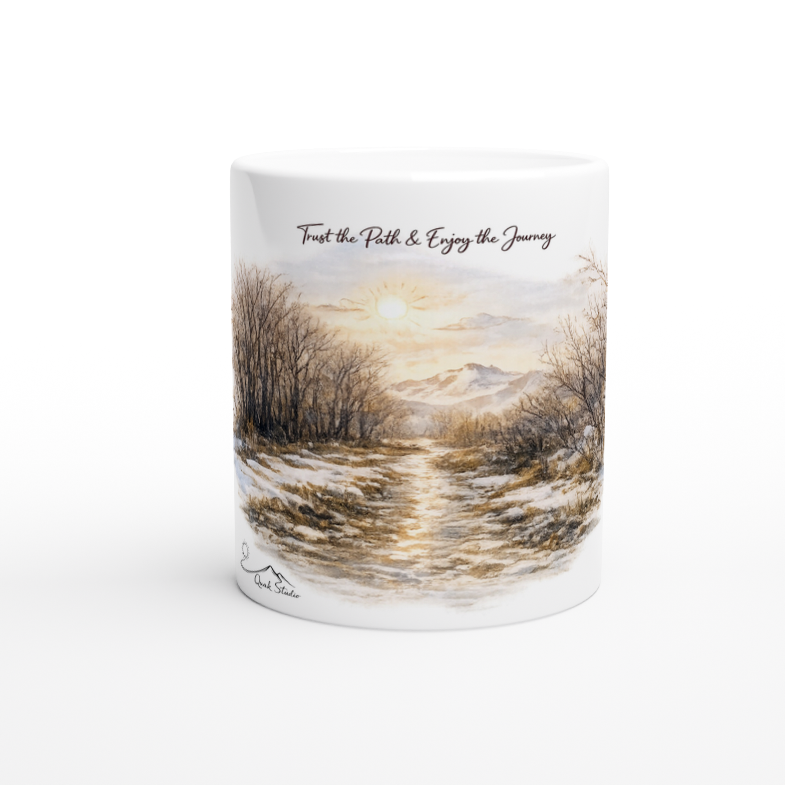 Ceramic Coffee Mug - Patagonia Sunset Watercolor Landscape Design | Quak Studio