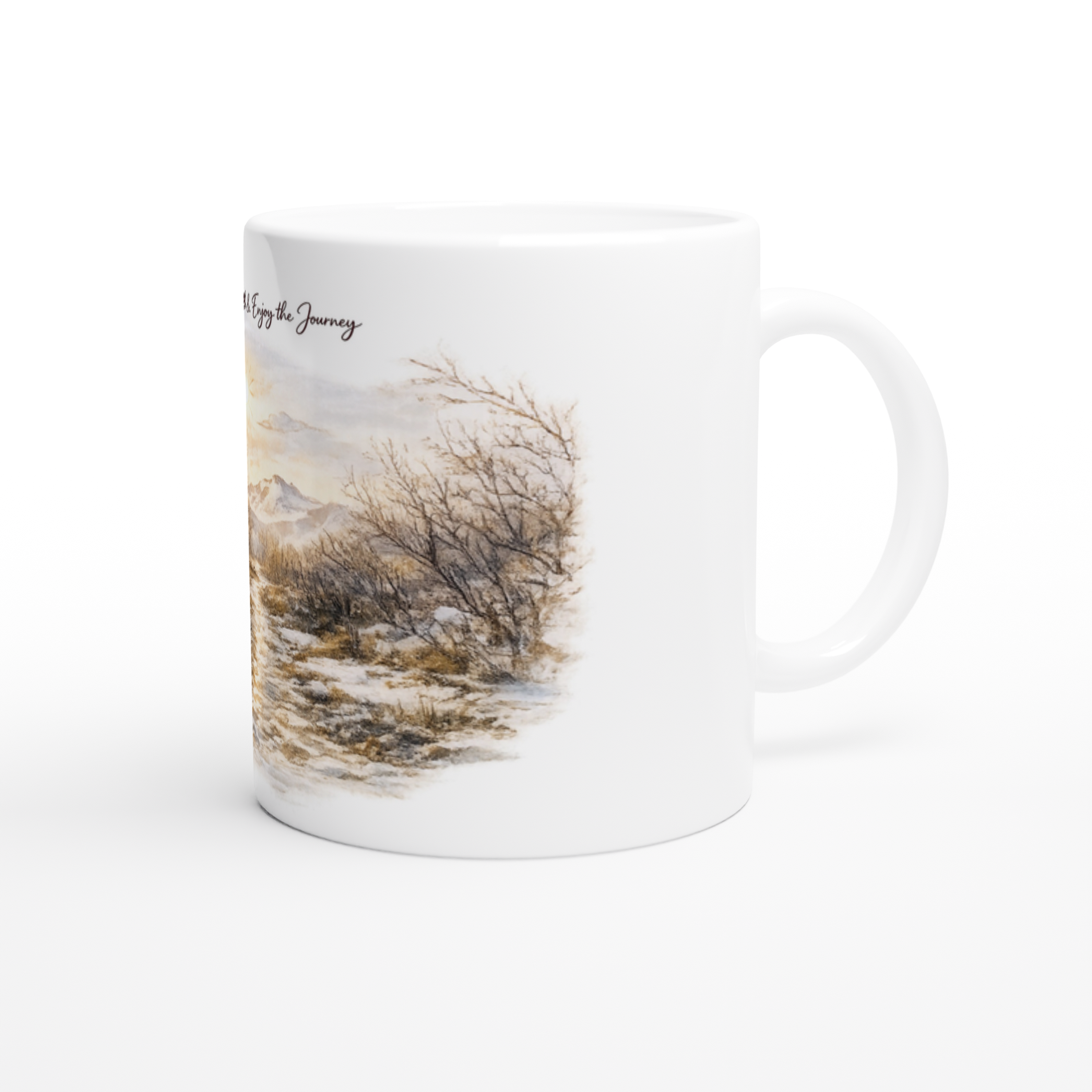 Ceramic Coffee Mug - Patagonia Sunset Watercolor Landscape Design | Quak Studio